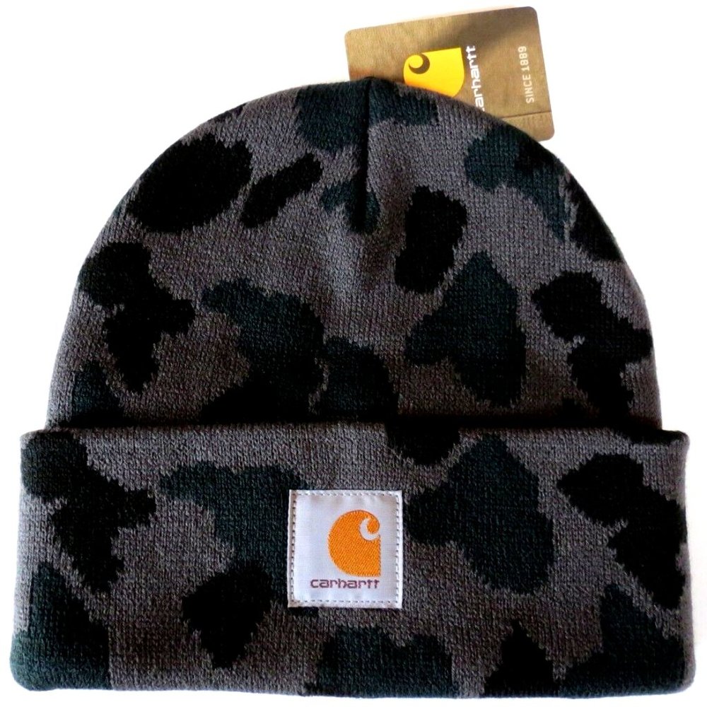 Carhartt Hat Black Camo Beanie - Picture 7 of 7